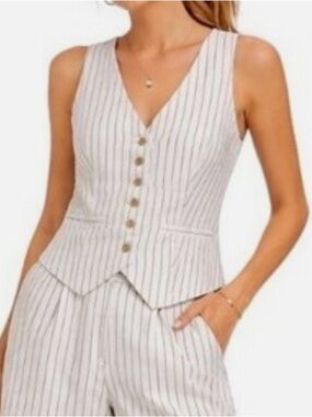 A New Day Women's striped Linen Blend Vest